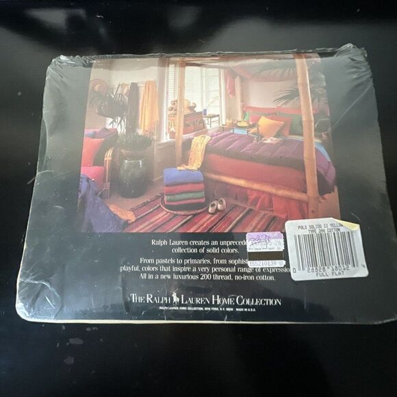 *Rare NEW RALPH Lauren *Full YELLOW Ruffle FLAT SHEET Vintage - Picture 4 of 8